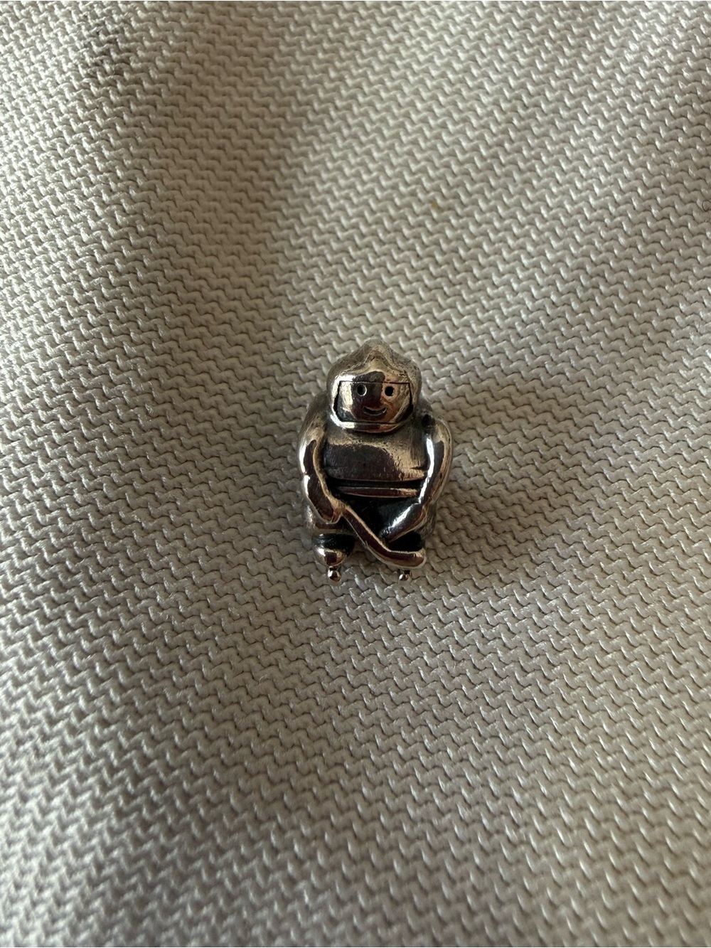 Polished Silver hockey player Charm